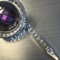 NWOT Pendant 925 Silver Stamped CZ’s Natural Amethyst Design Piece Dazzling!