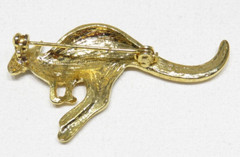 Vintage Kangaroo Pave Gold Tone Green Eyed Brooch Lot 1878S lisasfinds
