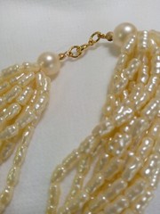 Vtg Cultured Freshwater Rice Pearl MultiStand Twisted Opera Lenth Long Necklace