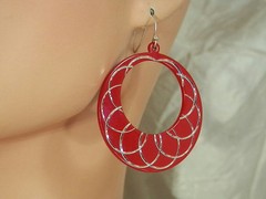 Sassy Red More Mod Hoop Pierced Earrings 200J5