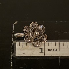 VTG Sterling Silver 3D Lace Filigree Rose Flower Pendant 1.25” AN823-30 N
