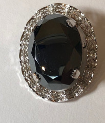 Sorrento Sterling Hematite vintage Brooch Pin oval
