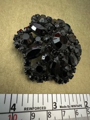 Vintage Jet Black Rhinestone Domed Flower Brooch