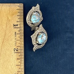 Sara Coventry Vintage ClipOn Earrings “Remembrance” Turquoise Art Glass Cabachon