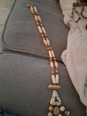 Original Vintage Designer MCM Bronze Bovine Coral Gemstone Bone Estate Necklace