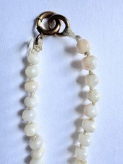 Antique Angel Skin Coral Graduated Beaded Knotted 23” Necklace GF Clasp