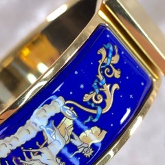 Vintage Hermes Clic Clac Bangle Bracelet Blue Enamel Angel White Horse Size PM