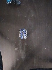 Three Vintage Elastic Rings Two Flower And One Jewel One Size Fits All