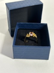 Vintage Pink Cubic Zirconia Ring Gold Plated Womens Size 6.5