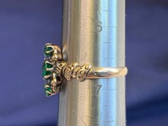 Antique Gold Filled Ring 2.09g Jewelry Size 6.75 Band Green & White Stones *READ