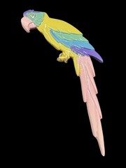 Vintage Parrot Brooch Colorful Plastic Bird Pin Pink Yellow Green Statement