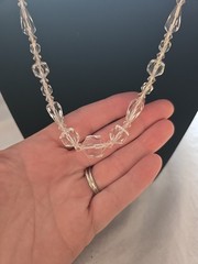 Vtg Clear Art Deco Glass Beaded Faceted Statement Fashion Necklace Jewelry