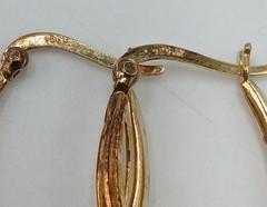 VTG 925 Oval Hoop Earrings 1in Drop Gold Vermeil on Sterling Silver 2.5g Estate