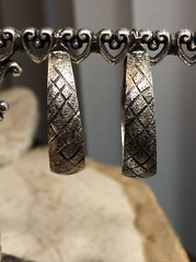 925 Sterling Silver Brushed Textured Hoop 30mm Wide 8mm Earrings 5.7g