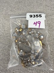 Vintage Necklace Faceted Crystal Gray Beads Gold Tone Accents Adjustable Length
