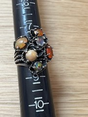 vintage sterling silver brutalist mexican fire opal ring size 8 beautiful OOAK