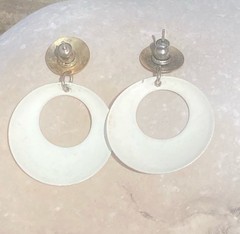True Vintage 80’s Gold and White circle Drop Hoop Statement Earrings