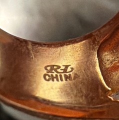 Vintage Ralph Lauren Gold Tone Dome Ring Peach Resin Cocktail Statement Sz. 5.75