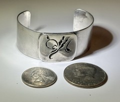 VTG 70s Sterling Silver Cuff Bracelet Bill Roach ROACH2 Abstract Modernist Art