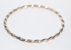 Silver Double Rope and Copper Color Tint Bangle