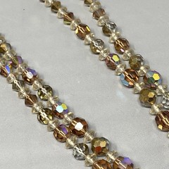 Stunning Iridescent Crystal Beaded Necklace Brown Gold Coated Faceted Layered 15