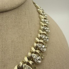 Vintage Lisner Necklace Rhinestone Gold Tone Statement 16 Inch ONE MISSING STONE