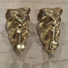 Napier Signed Gold Tone Twisted Rope Knot Clip On Earrings Vintage Costume…
