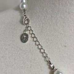Icing White Faux Pearl Necklace Silver-Tone Rhinestone Rondelles Spacers