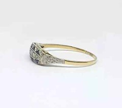 Art Deco Vintage Style Lab-Created Diamond Sapphire 14k Gold FN Engagement Ring