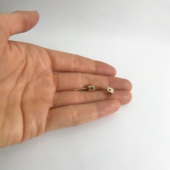 Vintage Princess Cut CZ Cubic Zirconia Stud Earrings 14K Yellow Gold, 2.33 Grams