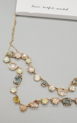 NWT Loft double strand goldtone glass stone basic outfit averted necklace bl01