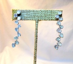 Genuine Polki Cut Diamond Sterling Silver Tennis Earrings 1.35 CT 7.9gr