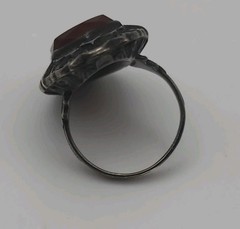 Antique Art Deco Gothic Carnelian Markasite Sterling Silver Vintage Ring Size 6