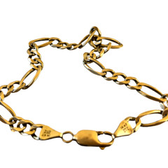 OTC Vintage Italy 14K Gold Figaro Link Chain 9″ Bracelet 9.6 grams Signed