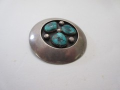 Vintage Frank Patania Sr Thunderbird Shop Sterling Silver Turquoise Brooch Pin