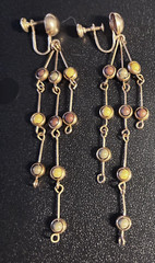 Hand made from vintage parts vintage dangling balls screw earrings 3 3/4″ long