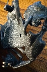 Signed AJC Gardener Brooch Watering Can & Shovel Pewter Tone Figural Pin Vintage
