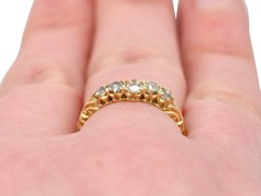 Antique 0.66Ct Diamond and 18k Yellow Gold Five Stone Ring 1911