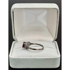 925 Sterling Silver Red Garnet Color Filigree Ring Size 6.25 2g