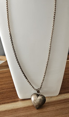 Vintage Retro Silver 3D Heart Love Pendant Necklace On 925 Chain Jewelry 18″