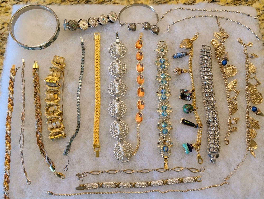 Estate Jewelry Sterling Silver, Weiss Coro Panel Emmons +21 Bracelets