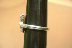 VINTAGE PRECO ANGLE BLACK ENAMEL HEART SIZE 5 SILVER TONE RING