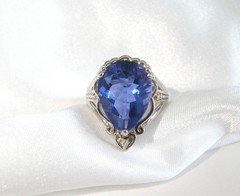 Vintage Sterling Silver 925 Large 10ct Natural Heated London Blue Topaz Ring 6