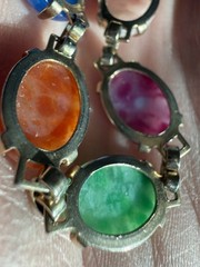Vintage Link Bracelet Multicolor Stones Prong Set Open Back Small