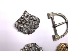 Deco jeweled belt buckle-belt clasps-Etruscan revival pin-pendant-Victorian