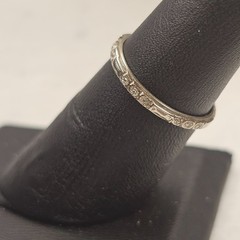 Antique 1934 Ostby Barton 14K White Gold Art Deco Wedding Band Engraved Sz 6