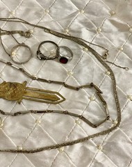 Vintage Costume Jewelry Lot Estate Chain Rings Tarnished As Is Untested Unmarked