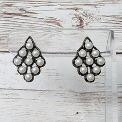 Vintage Earrings For Pierced Ears Unusual Design Faux Pearl