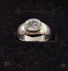 Vtg Rare Oval Diamond Simulant CZ Solitaire Ring sz 7 925 Sterling 4g Exc Cond!