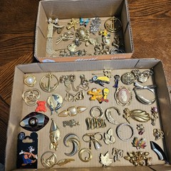 Vintage to Modern Broochs Pins Hat Pins Lot of 61 Pieces All Wearable